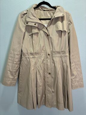 Guess Hooded Trench Coat Rain Jacket Beige Women’s L